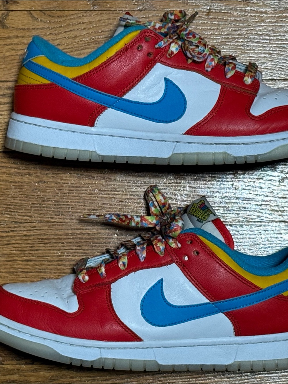 LeBron James X Fruity Pebbles X Nike Dunk Low Sneakers (Women’s: 8 Men’s: 6.5)